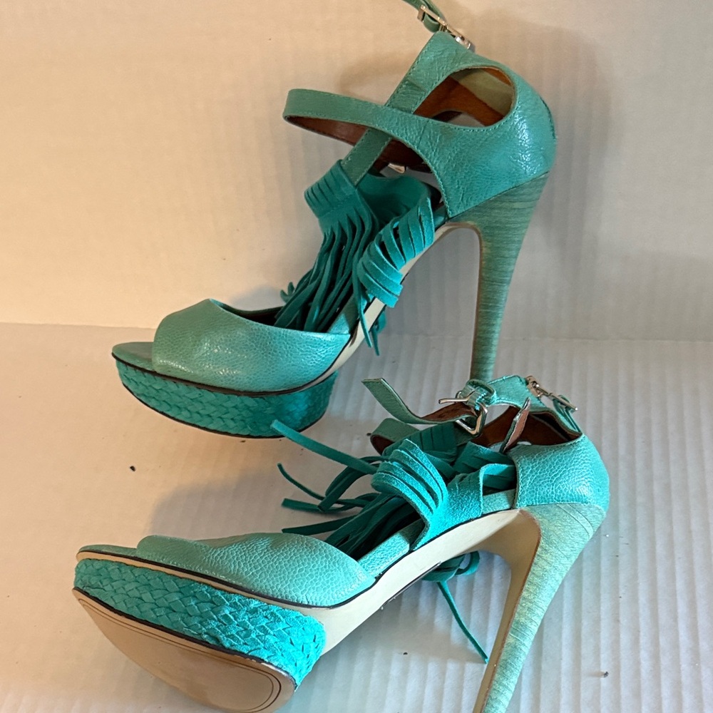 Boutique 9 Turquoise Fringe Heels
